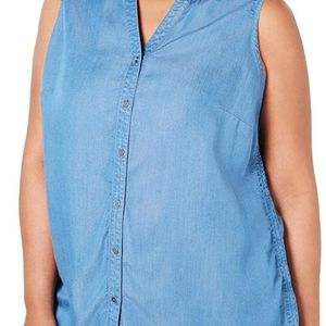 Style & Co Womens Plus Cinched Sleevless Top Sz 1X